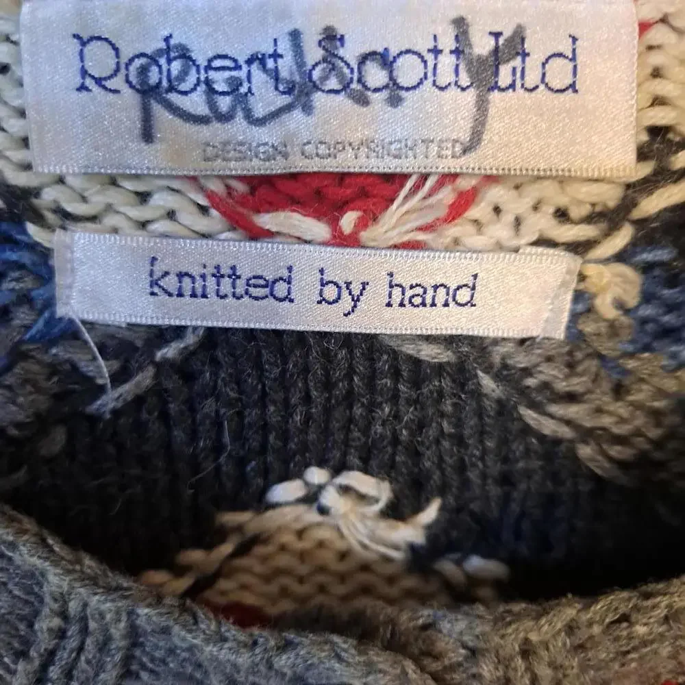 Vintage Robert Scott LTD Hand‎ Knit Cardigan Sweater Size Small